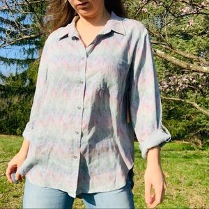 Billy T, BT Hi-Lo Denim Roll Up Sleeve Shirt Top L